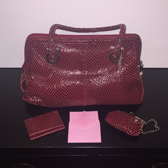 La Gioe di Toscana Red Snakeskin Handbag NWT $450 - Picture 7 of 7